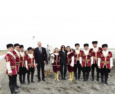 President Ilham Aliyev attended the opening of the Garabagh Equestrian Complex.